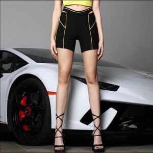 I.AM.GIA Womens Luna Black and Yellow Trim Cut Out Athletic Zip Up ... Sz S